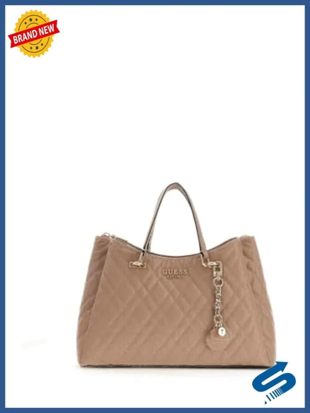 PU Satchel Shoulder Bag with Gold Hardware, Three Compartments, Top Handle and